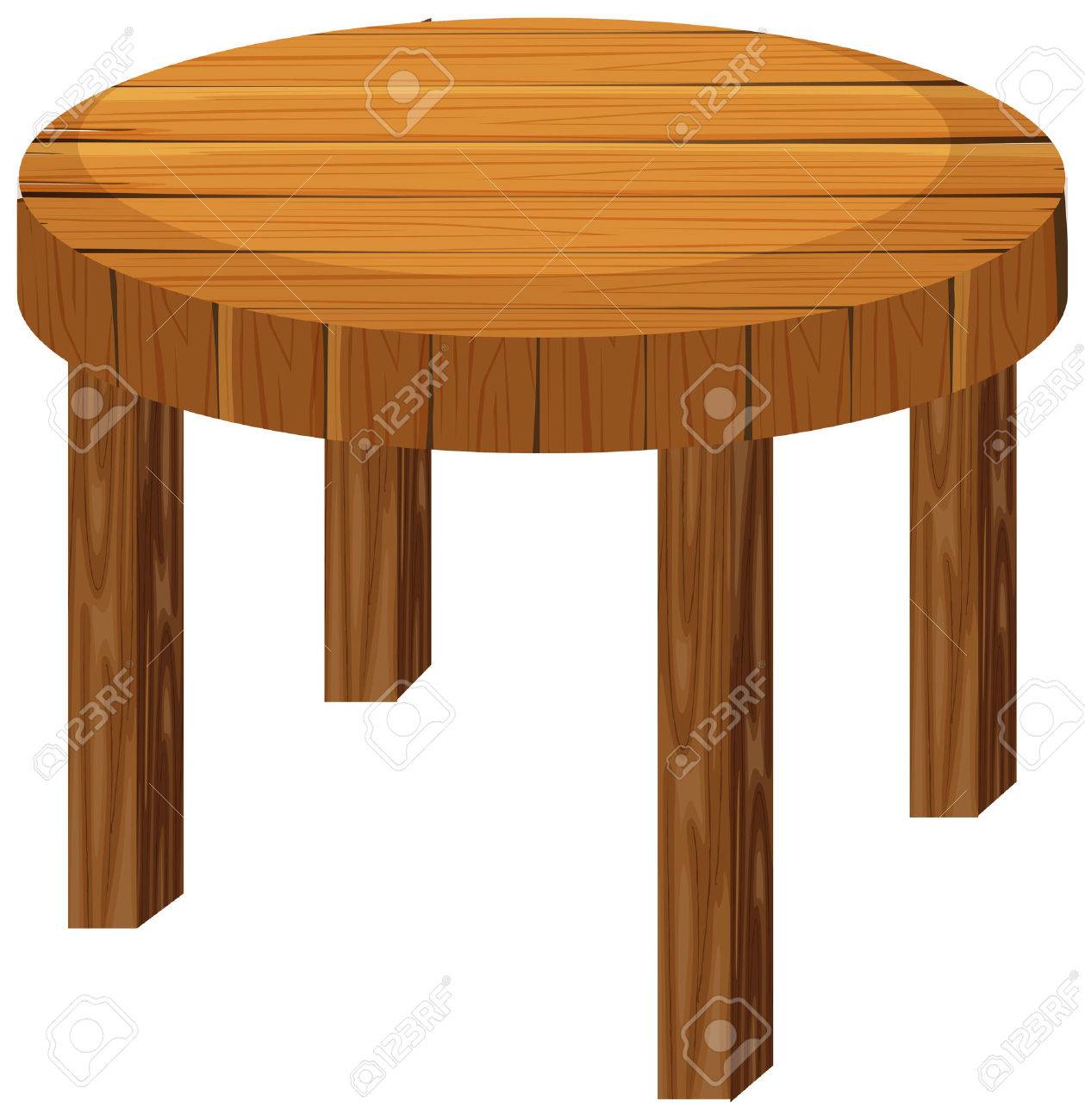 Round Wooden Table On White Background Illustration Royalty Free Cliparts Vectors And Stock Illustration Image