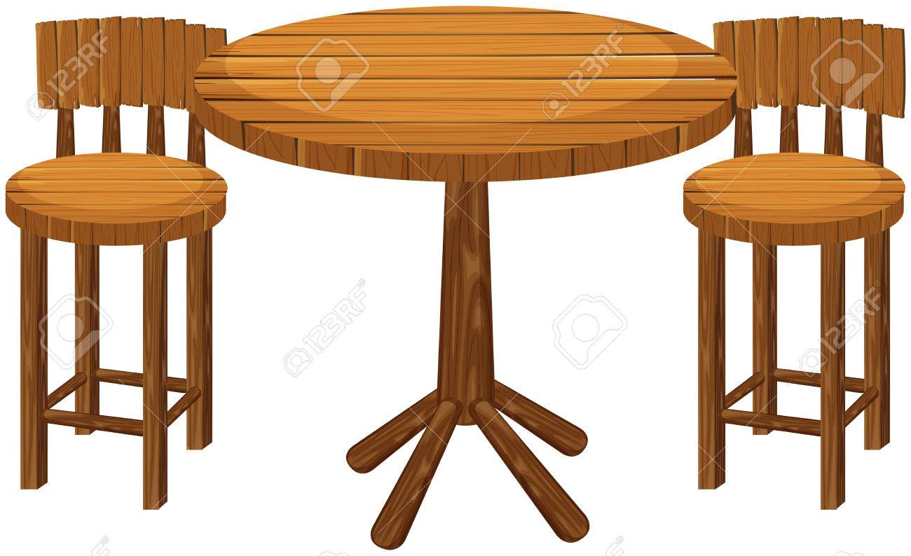Runde Holztisch Und Stühle Illustration Lizenzfrei Nutzbare Runde Holztisch Und Stühle Illustration Lizenzfrei Nutzbare