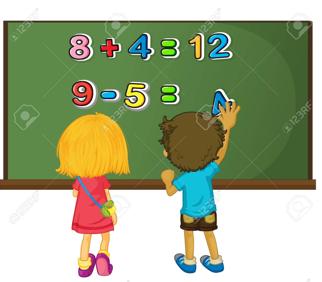 Dos Niños Resolver Problemas De Matemáticas A Bordo De La ...