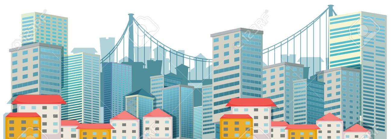 都市の高層ビルのイラスト シーン のイラスト素材 ベクタ Image