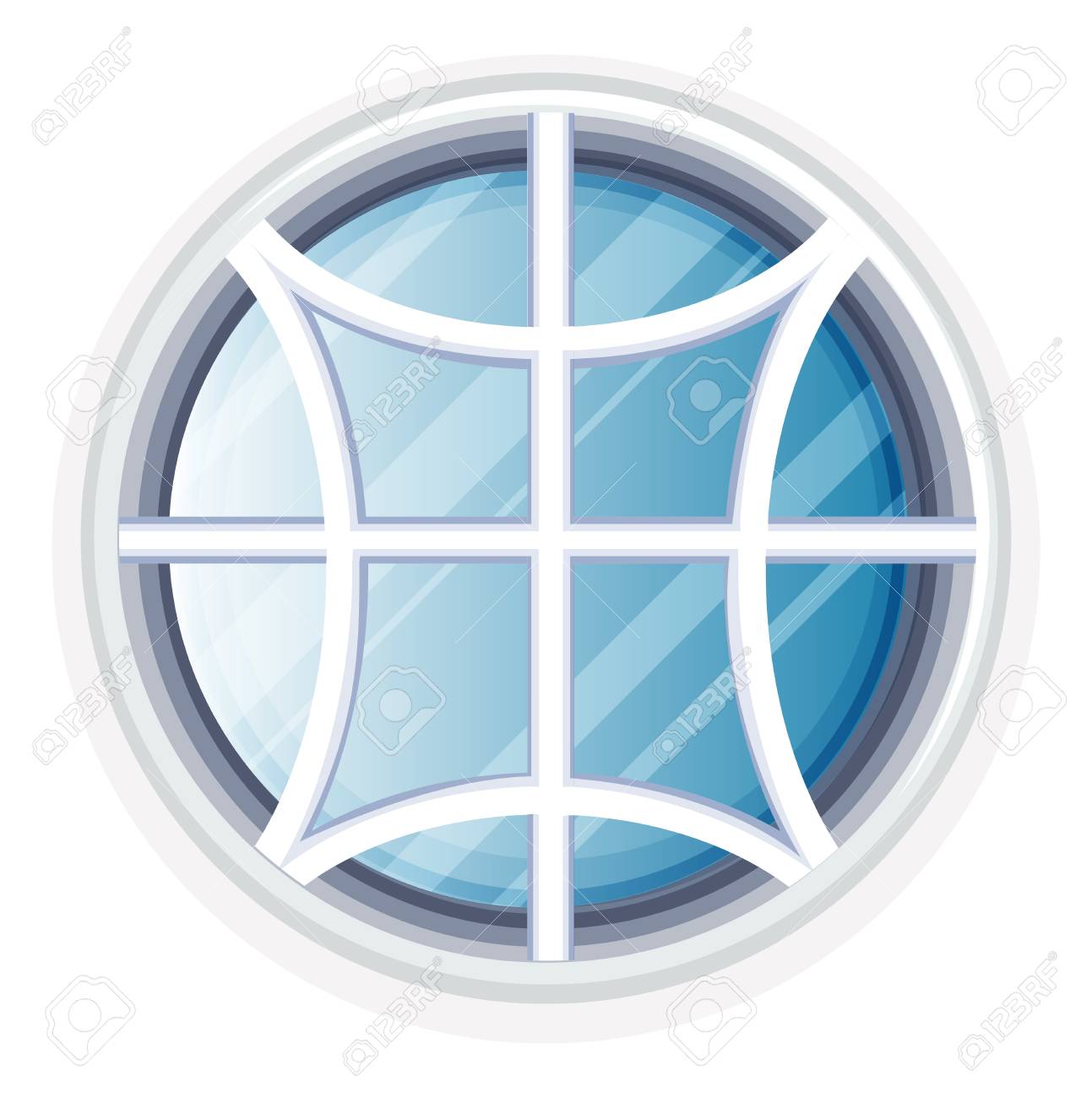 白いフレームのイラストを使用した丸い窓のイラスト素材 ベクタ Image