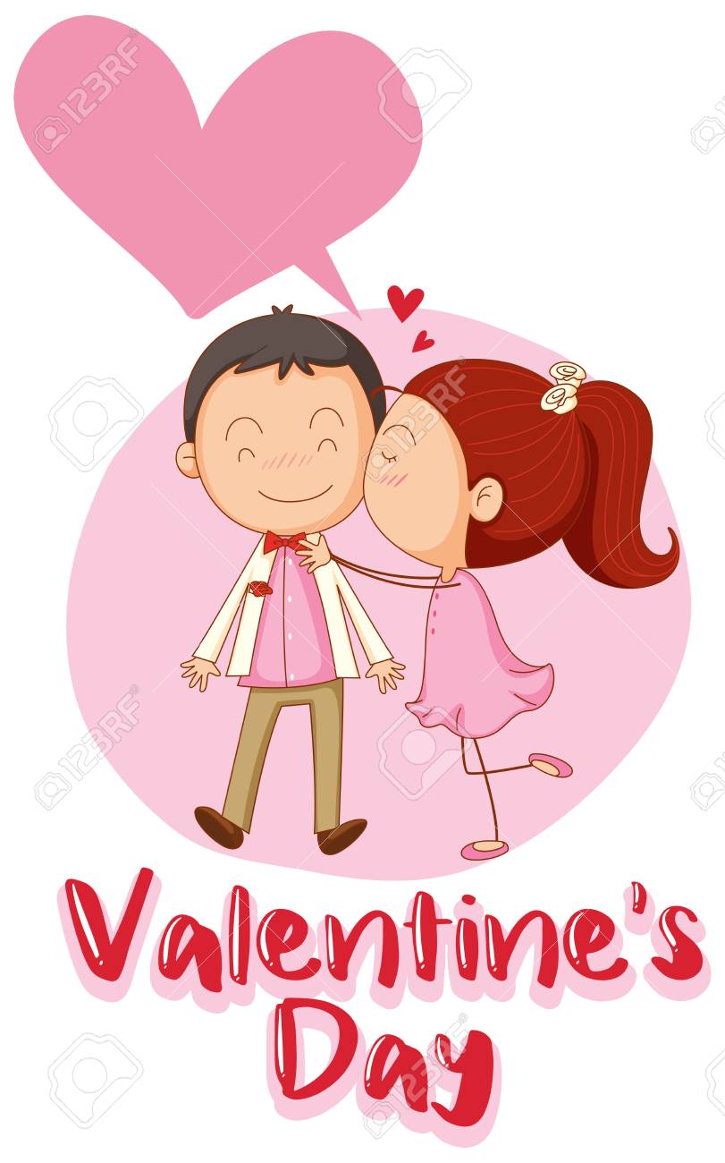 valentine card template with love couple illustration stock vector 93147004