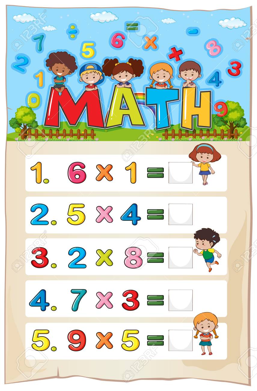 math worksheet template with kids and multiplication problems multiplication template