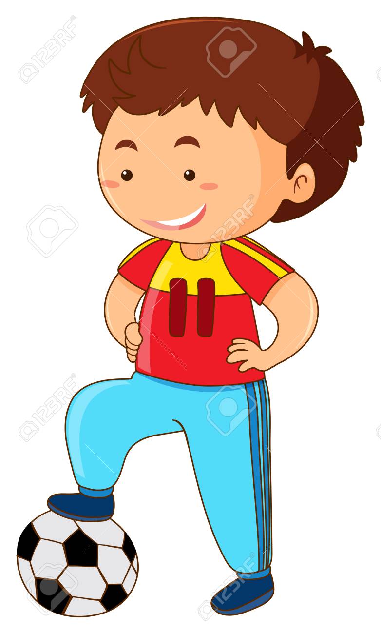 少年とサッカーボールのイラストのイラスト素材 ベクタ Image