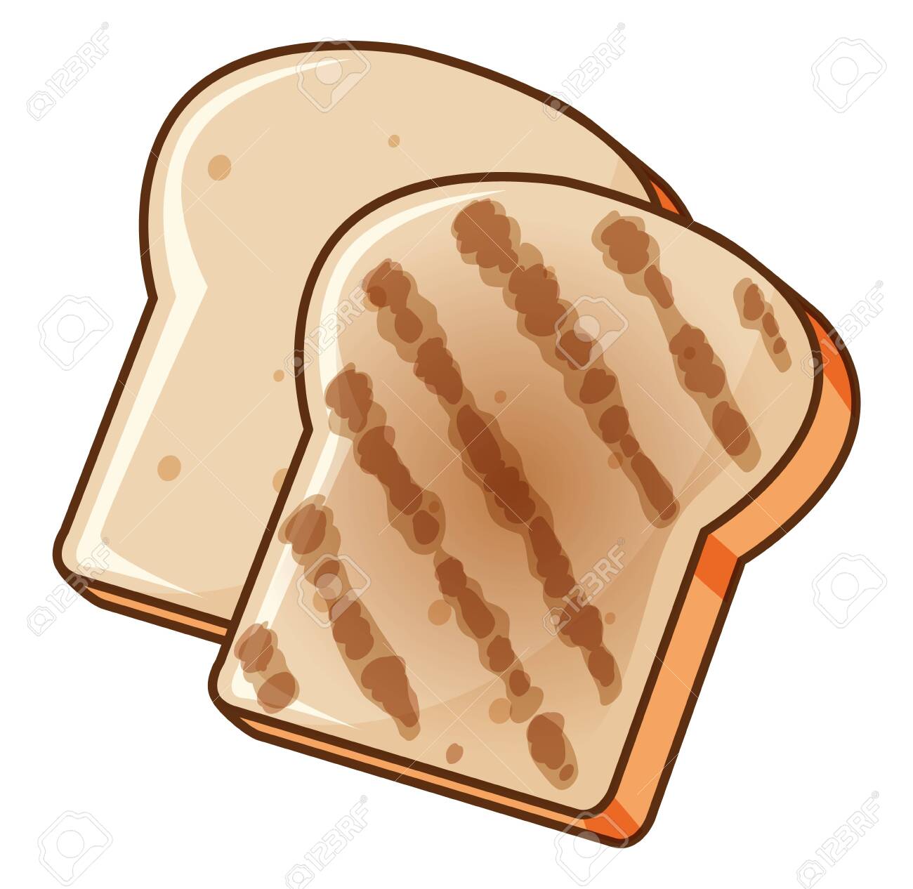 Two Pieces Of Toasted Bread On White Background Illustration Royalty Free  SVG, Cliparts, Vectors, And Stock Illustration. Image 141670906.