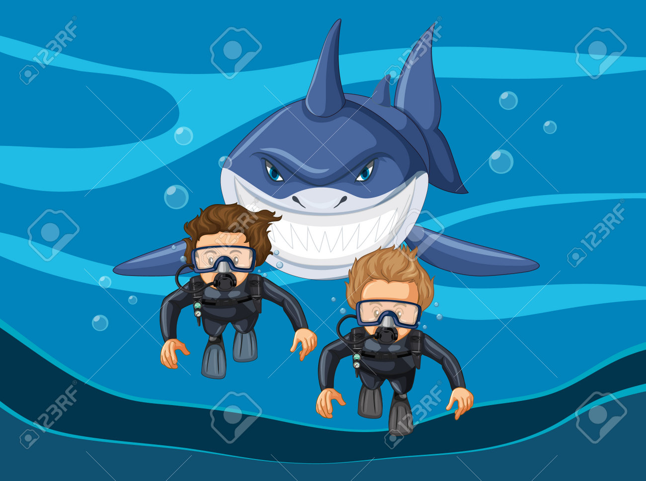 Shark x scuba diver animation