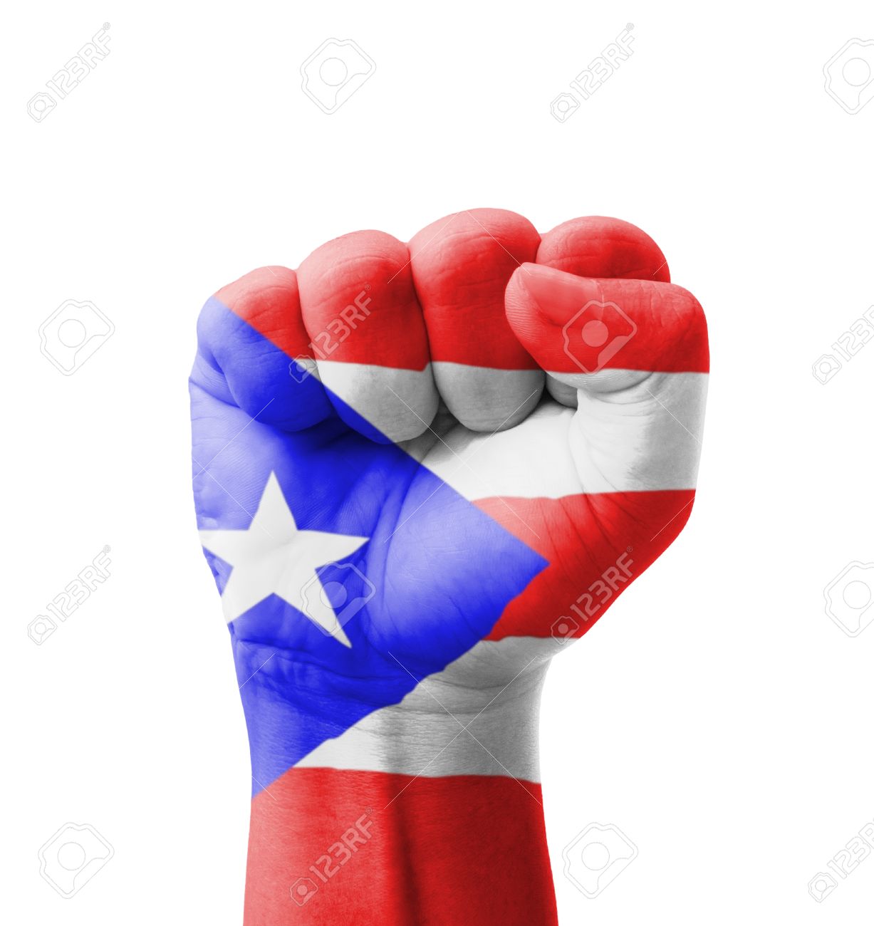 Fist Of Puerto Rico Flag Painted Multi Purpose Concept Isolated
