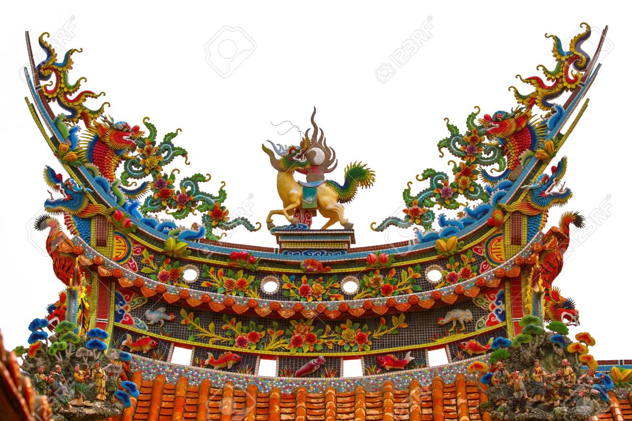 isolate roof decoration of chinese temple stock photo picture and