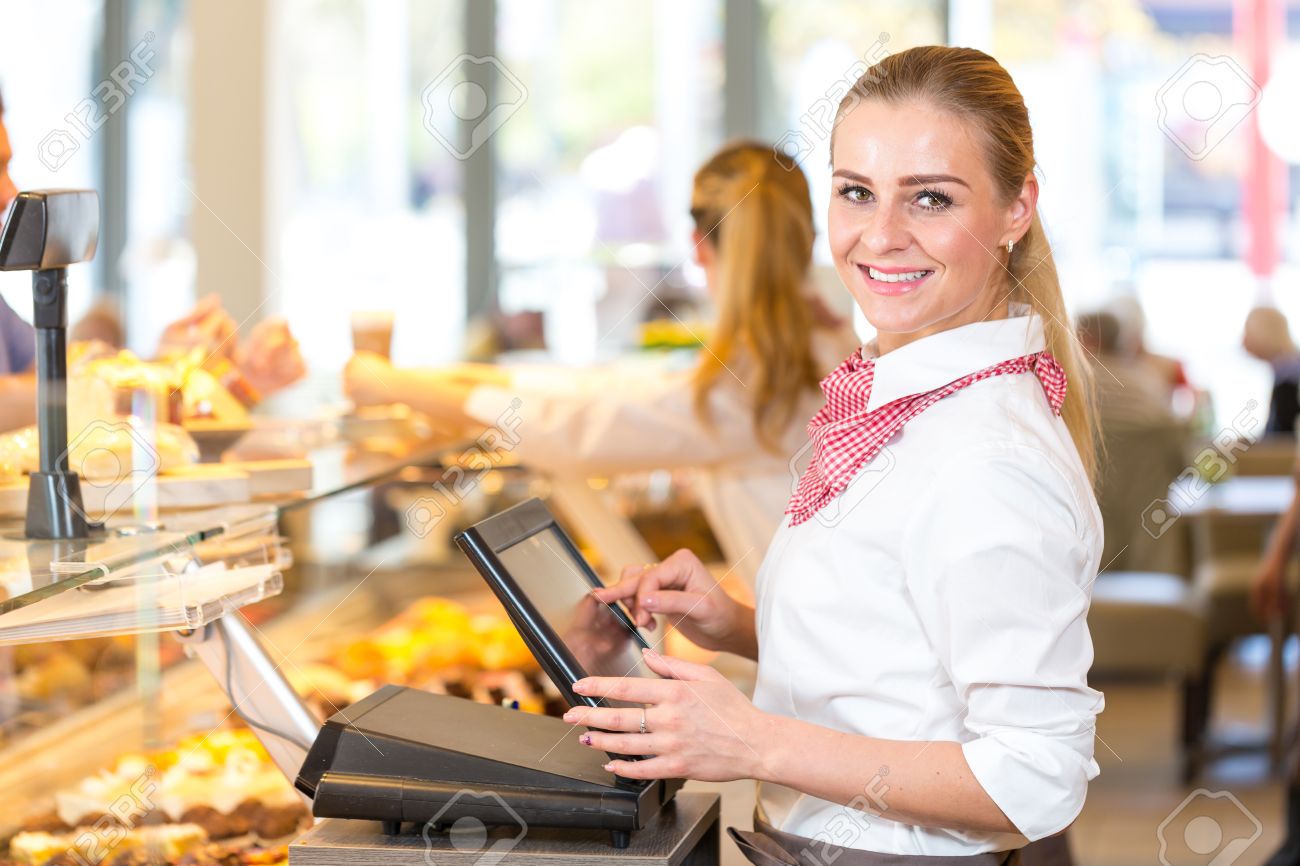 working a cash register