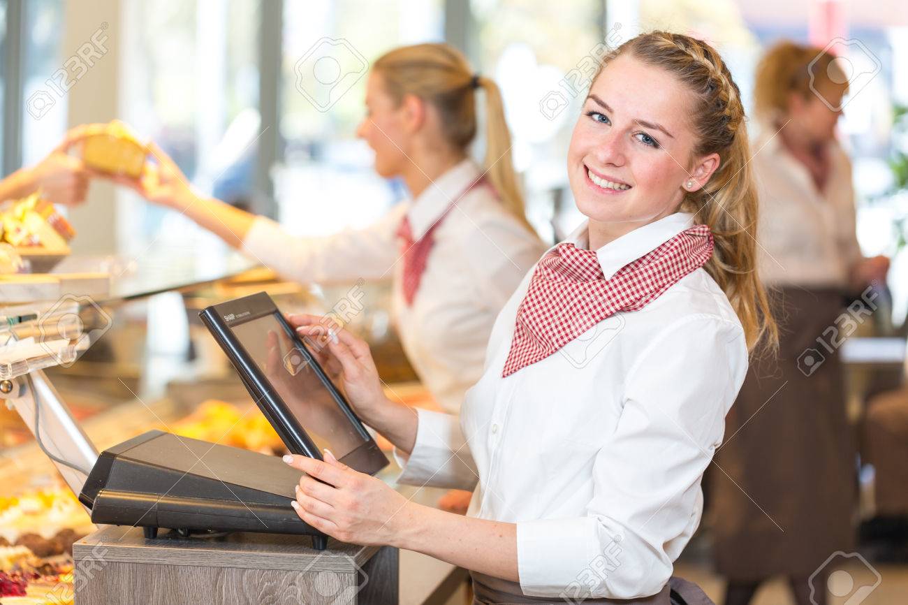 working a cash register