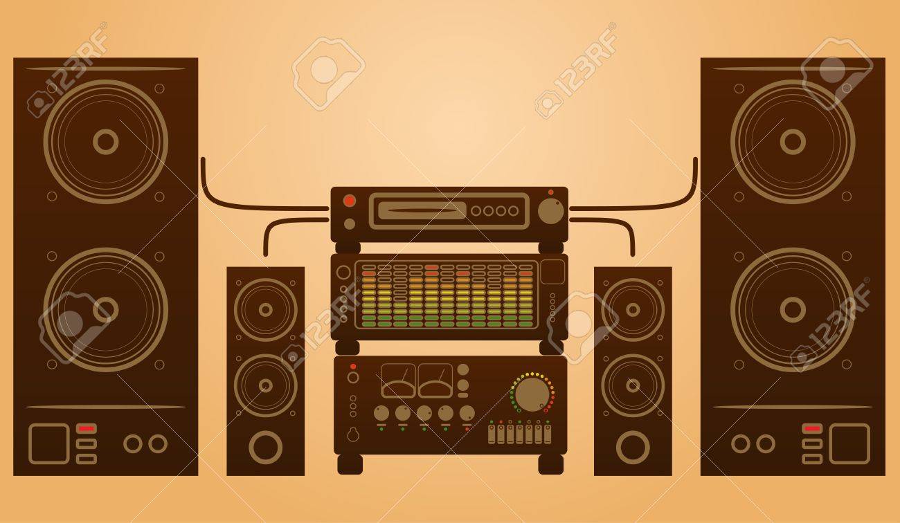 Retro stylish audio system with speakers and equalizer. - 16915221 Retro stylish audio system with speakers and equalizer. - 16915221
