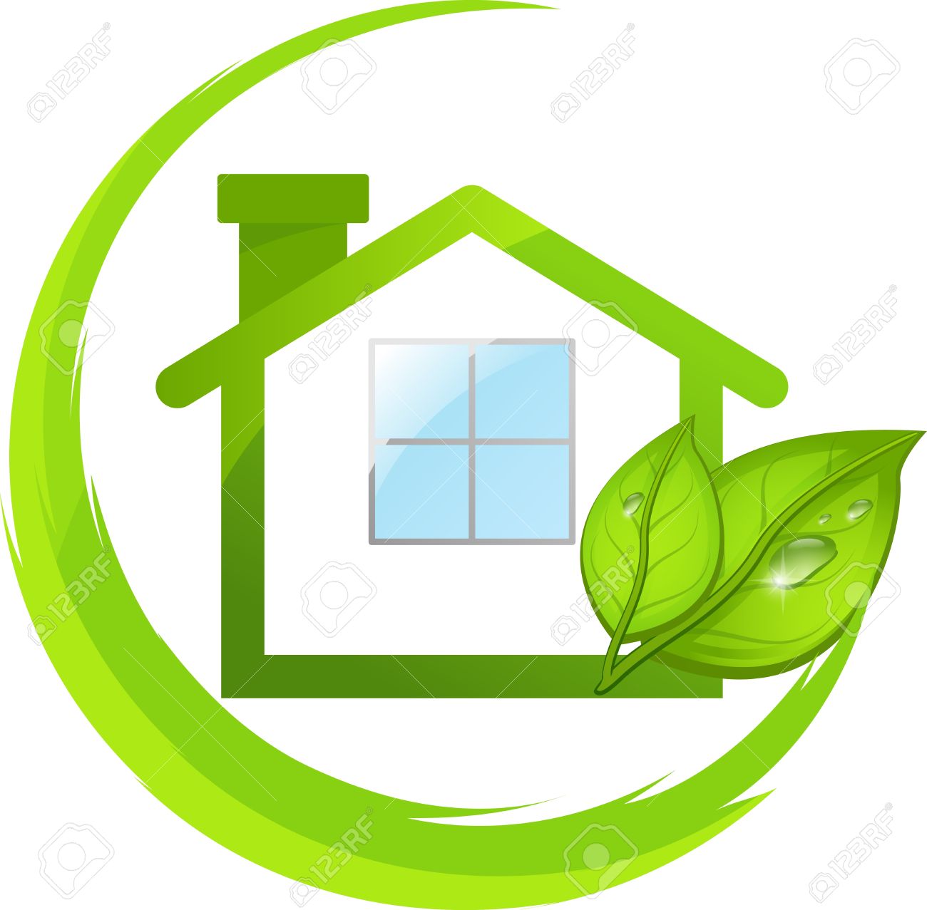 Logo of simple green eco house with leafs - 18865388 Logo of simple green eco house with leafs - 18865388