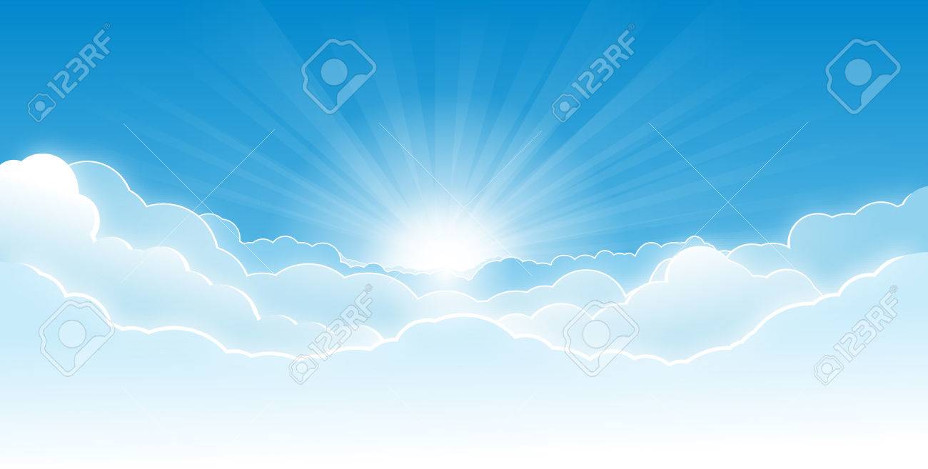 Morning sky with glowing clouds and rising sun with rays. - 30561418 Morning sky with glowing clouds and rising sun with rays. - 30561418