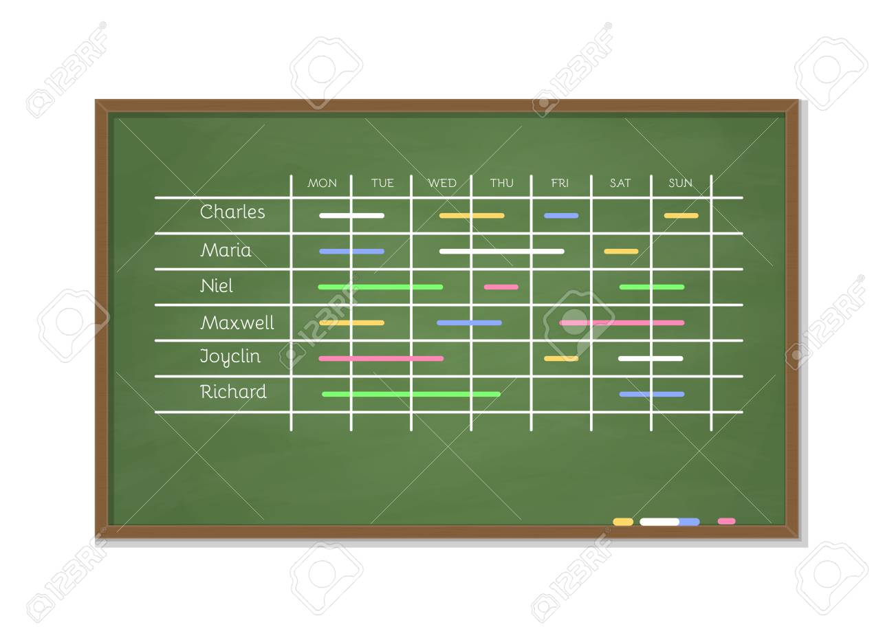 green chalkboard schedule for week planning business planner