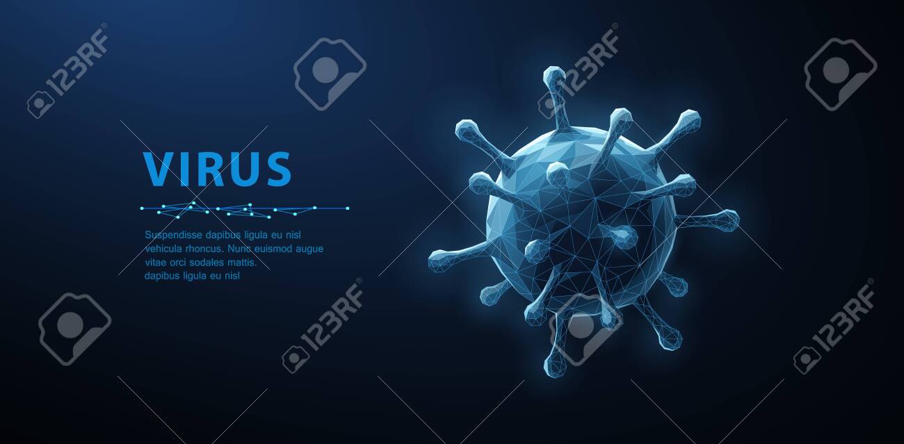 Virus. Abstract vector 3d viral microbe isolated on blue background. Allergy bacteria, medical healthcare, microbiology concept. - 137467664 Virus. Abstract vector 3d viral microbe isolated on blue background. Allergy bacteria, medical healthcare, microbiology concept. - 137467664