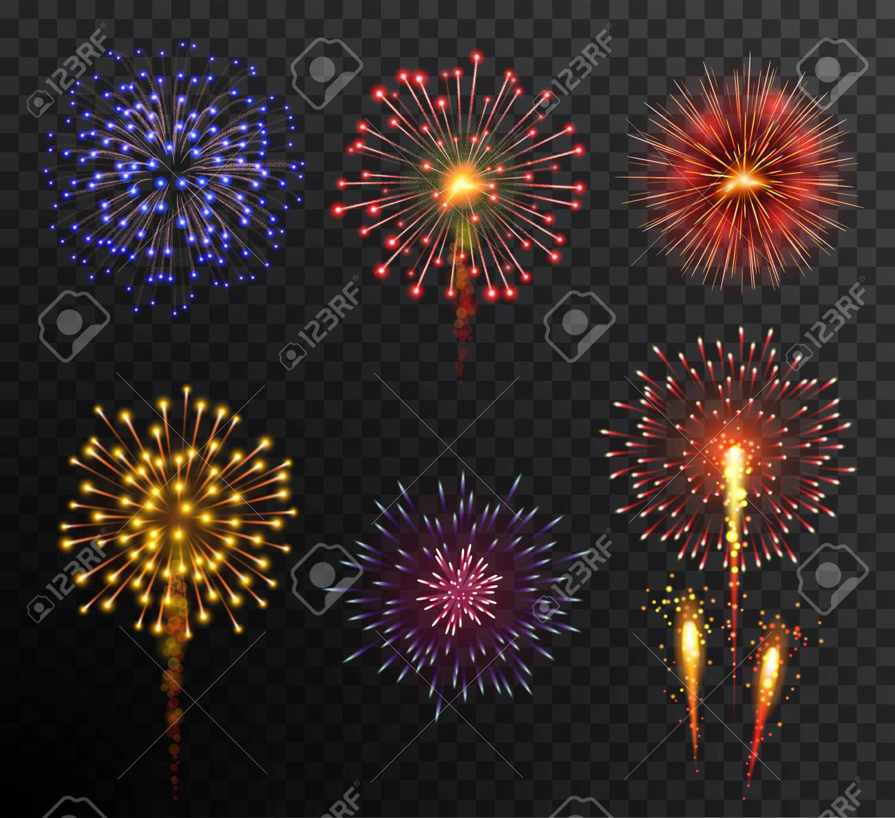 Firework. Set multy-colored new year bright firework explode isolated on transparent background. Holidey, victory, celebration symbol. Festival, anniversary or party decoration - 134968705 Firework. Set multy-colored new year bright firework explode isolated on transparent background. Holidey, victory, celebration symbol. Festival, anniversary or party decoration - 134968705