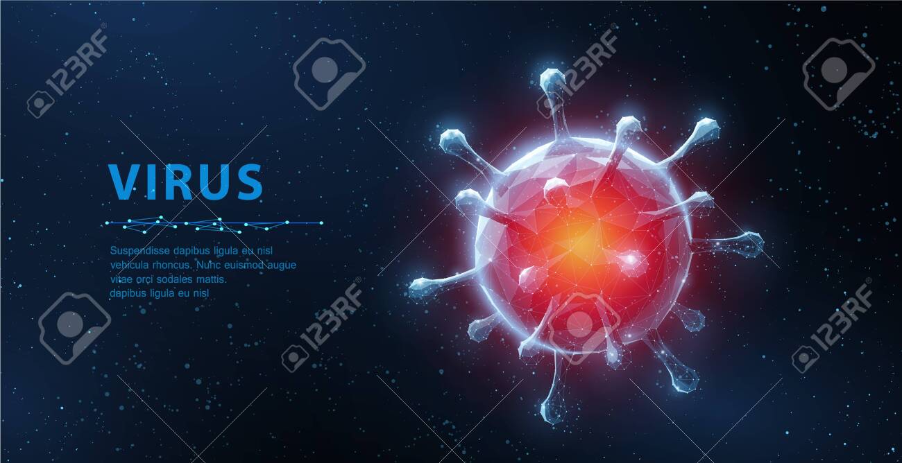 Virus. Abstract vector 3d viral microbe on blue background. Allergy bacteria, medical healthcare, microbiology concept. - 138237296 Virus. Abstract vector 3d viral microbe on blue background. Allergy bacteria, medical healthcare, microbiology concept. - 138237296