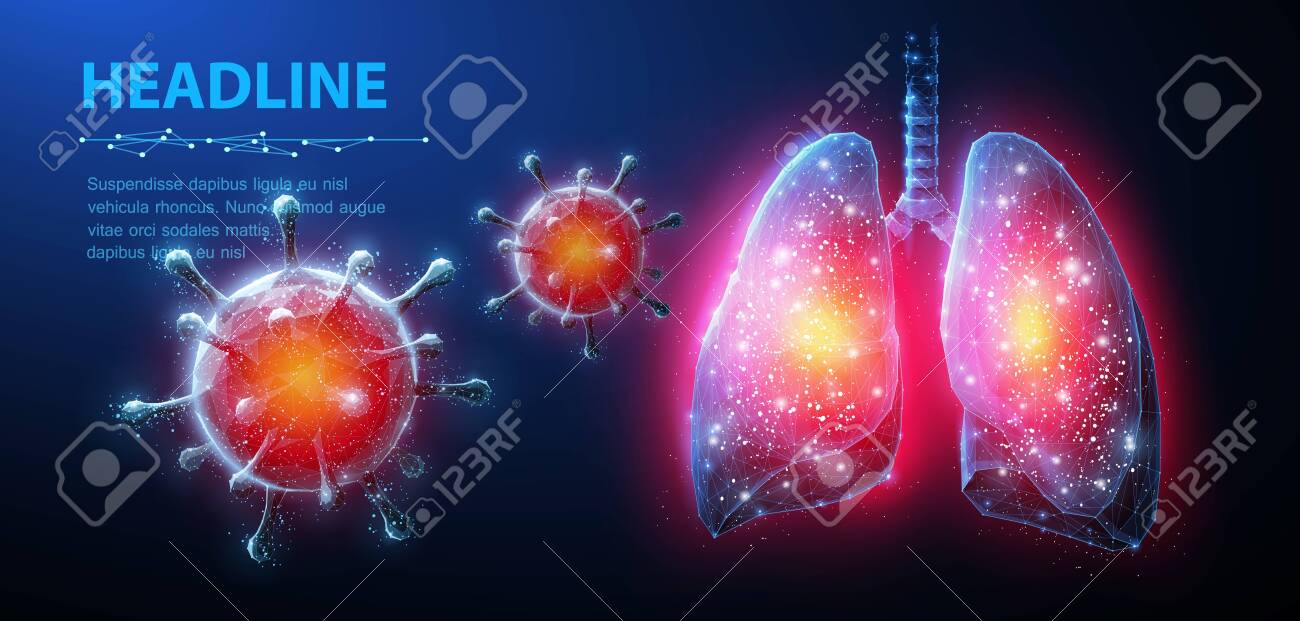 Virus in lung. Abstract vector 3d corona microbe on lung background. Pneumonia virus, covid illnes, medical healthcare, microbiology concept. - 156866483 Virus in lung. Abstract vector 3d corona microbe on lung background. Pneumonia virus, covid illnes, medical healthcare, microbiology concept. - 156866483
