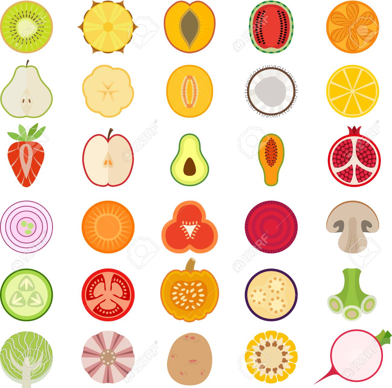 Fruits and vegetables vector collection. Fruits set. Vegetables set. - 36824904 Fruits and vegetables vector collection. Fruits set. Vegetables set. - 36824904