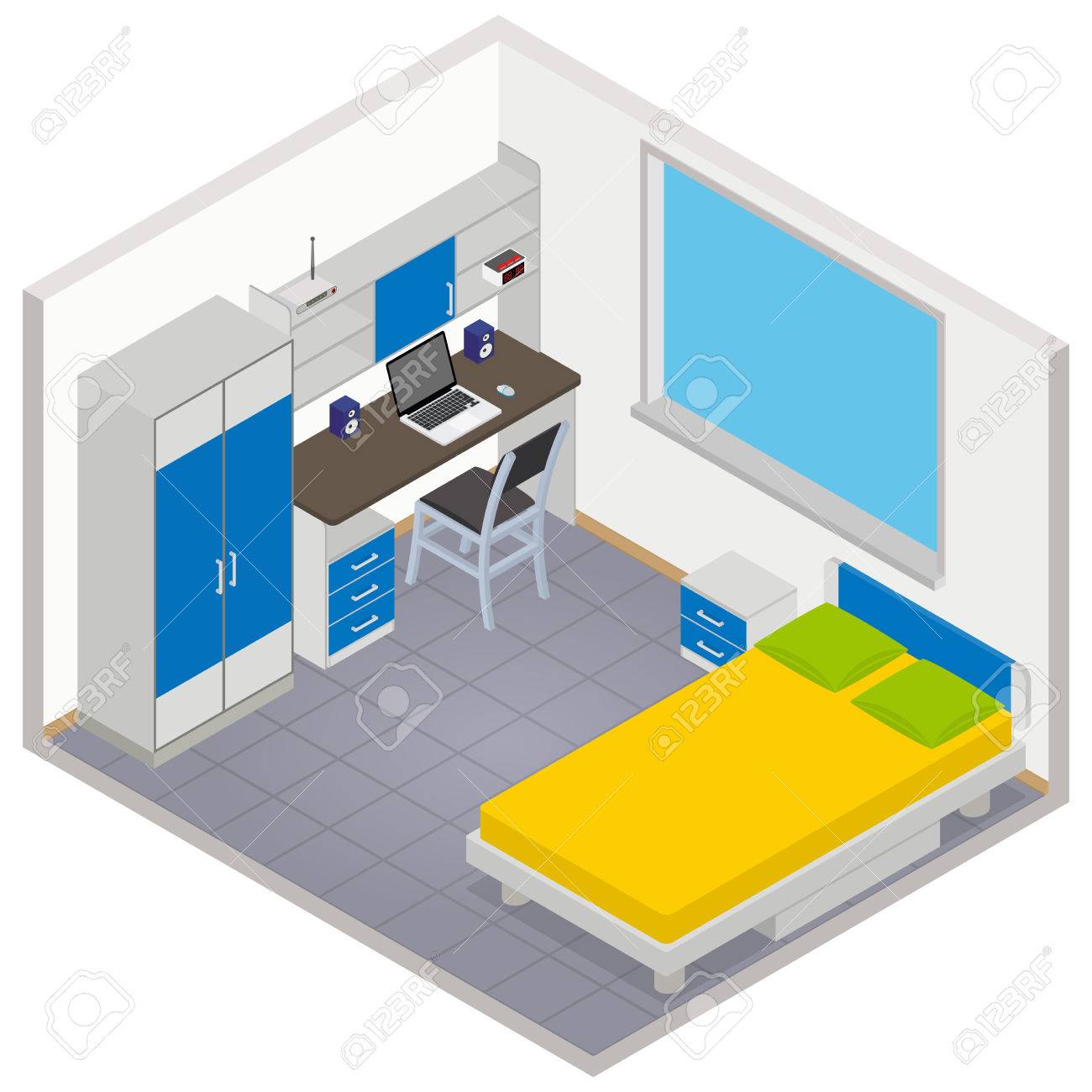 Vector isometric children room icon - 3D illustration - 39527072 Vector isometric children room icon - 3D illustration - 39527072