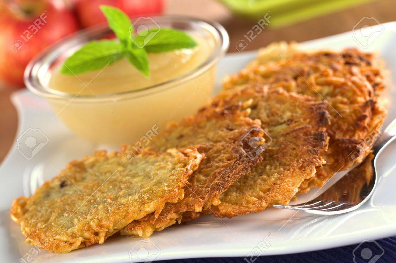 Potato fritters with apple sauce - 12325268 Potato fritters with apple sauce - 12325268