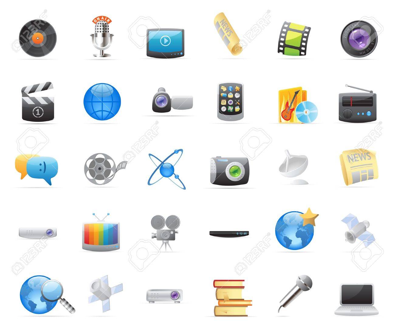 30 detailed vector icons for media. - 12116495 30 detailed vector icons for media. - 12116495