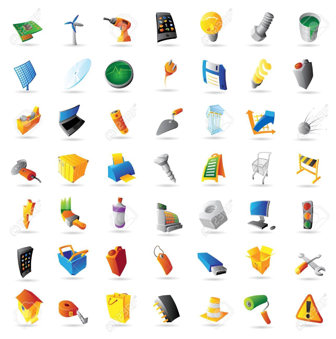 Icons for industry, technology and computers. Vector illustration. - 12885980 Icons for industry, technology and computers. Vector illustration. - 12885980