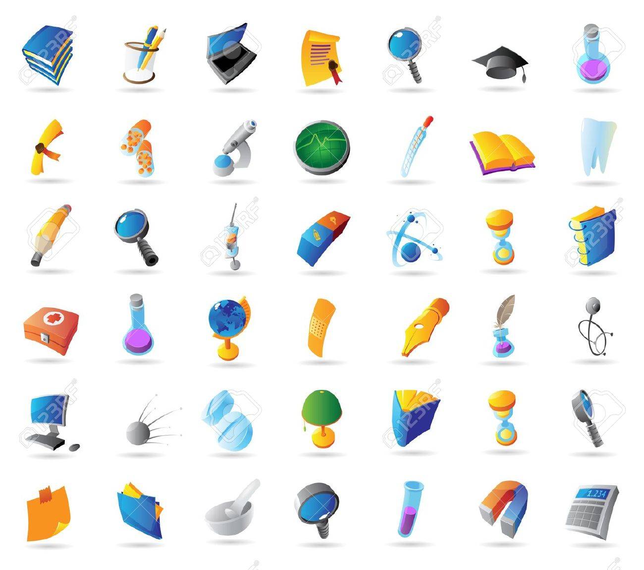 Icons for science, education and medicine. Vector illustration. - 13853171 Icons for science, education and medicine. Vector illustration. - 13853171