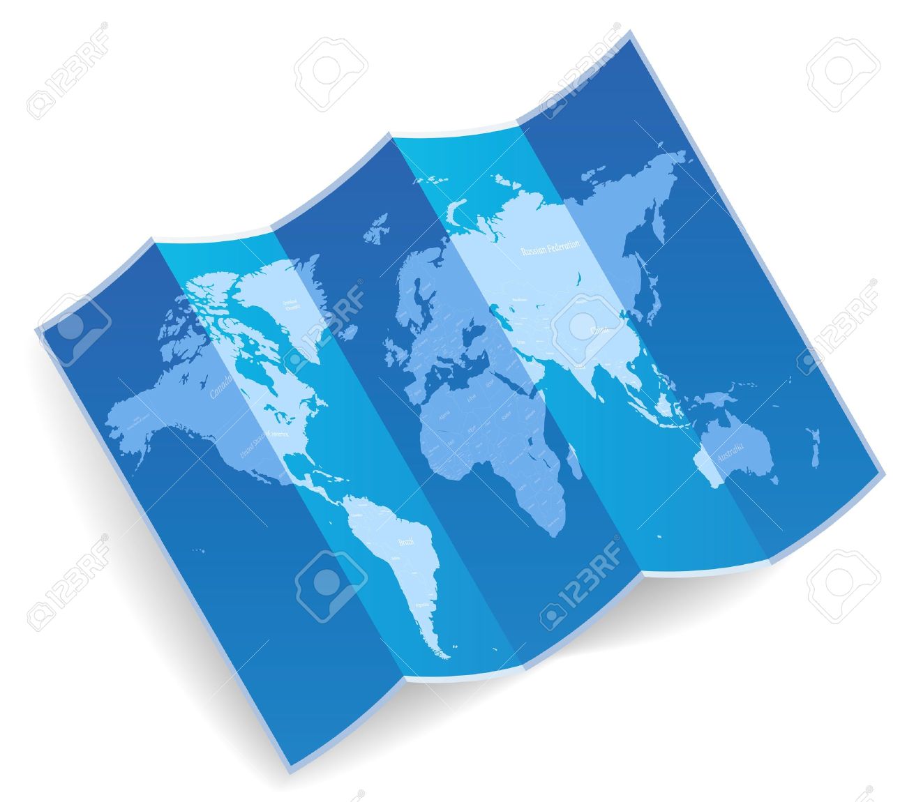Blue folded world map Vector illustration - 15304640 Blue folded world map Vector illustration - 15304640