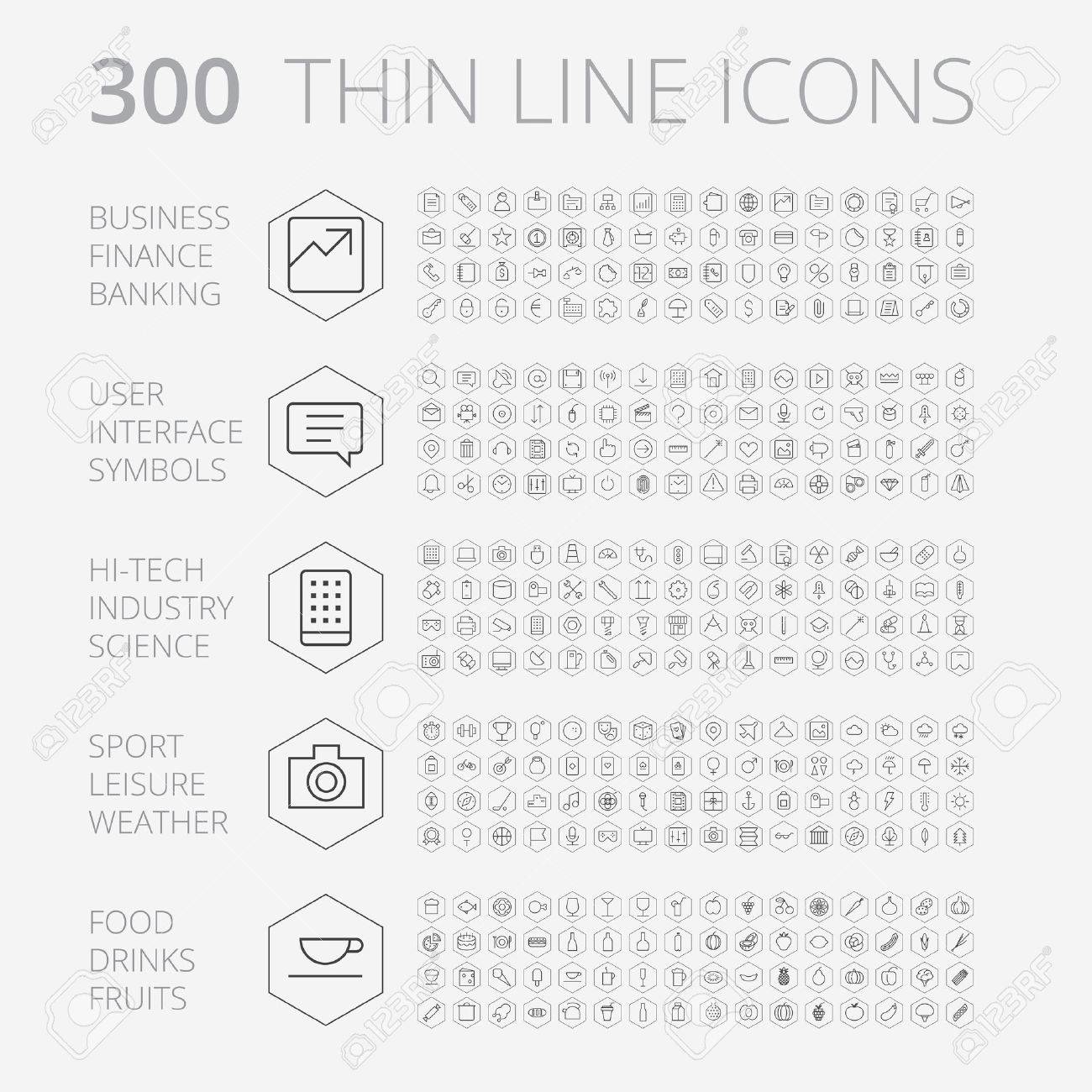 Thin Line Icons For Business, Technology and Leisure. Vector eps10. - 41947615 Thin Line Icons For Business, Technology and Leisure. Vector eps10. - 41947615