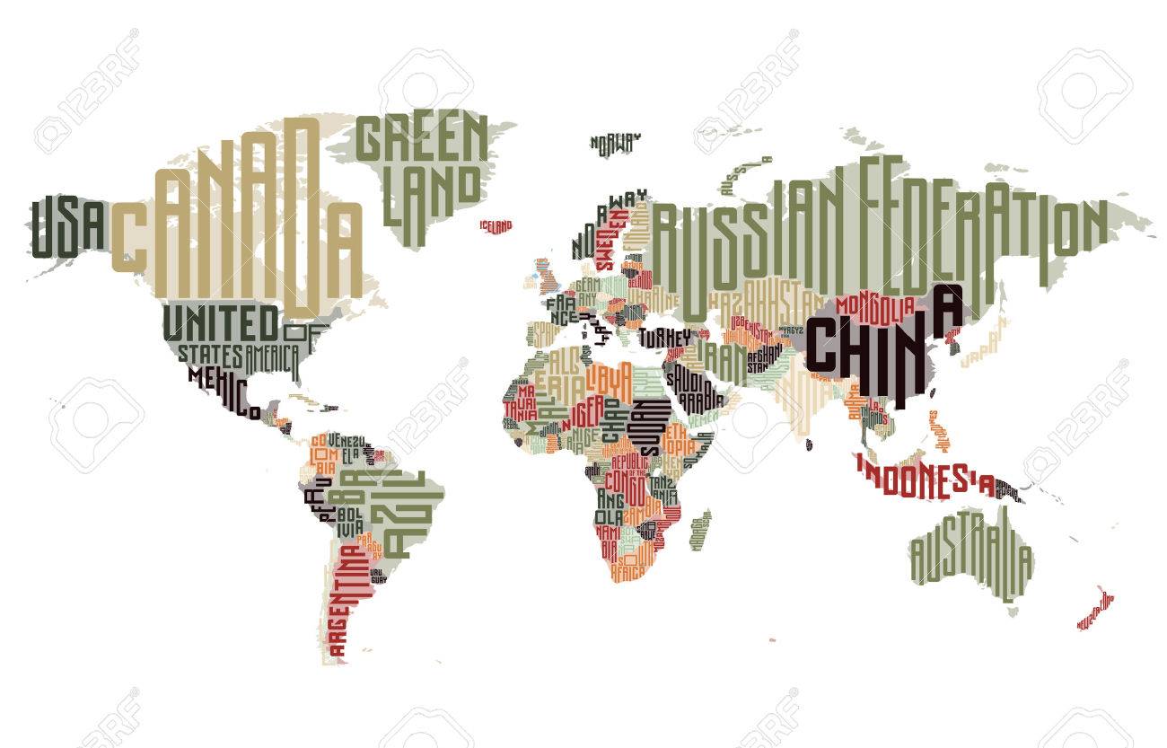 表記の国名の世界地図が作られました ベクトルの図 のイラスト素材 ベクタ Image