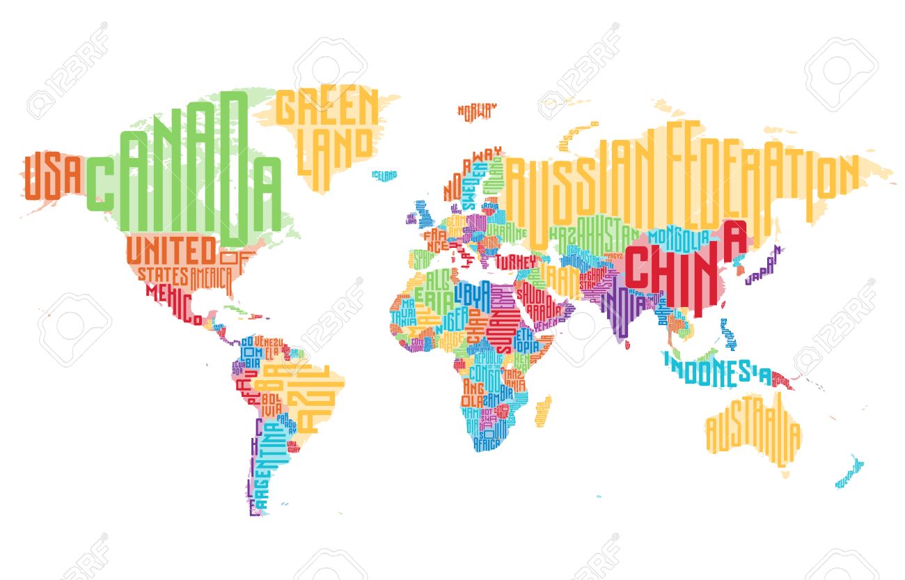 表記の国名の世界地図が作られました ベクトルの図 のイラスト素材 ベクタ Image