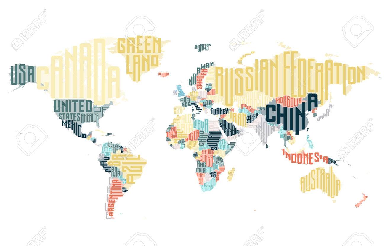 表記の国名の世界地図が作られました ベクトルの図 のイラスト素材 ベクタ Image