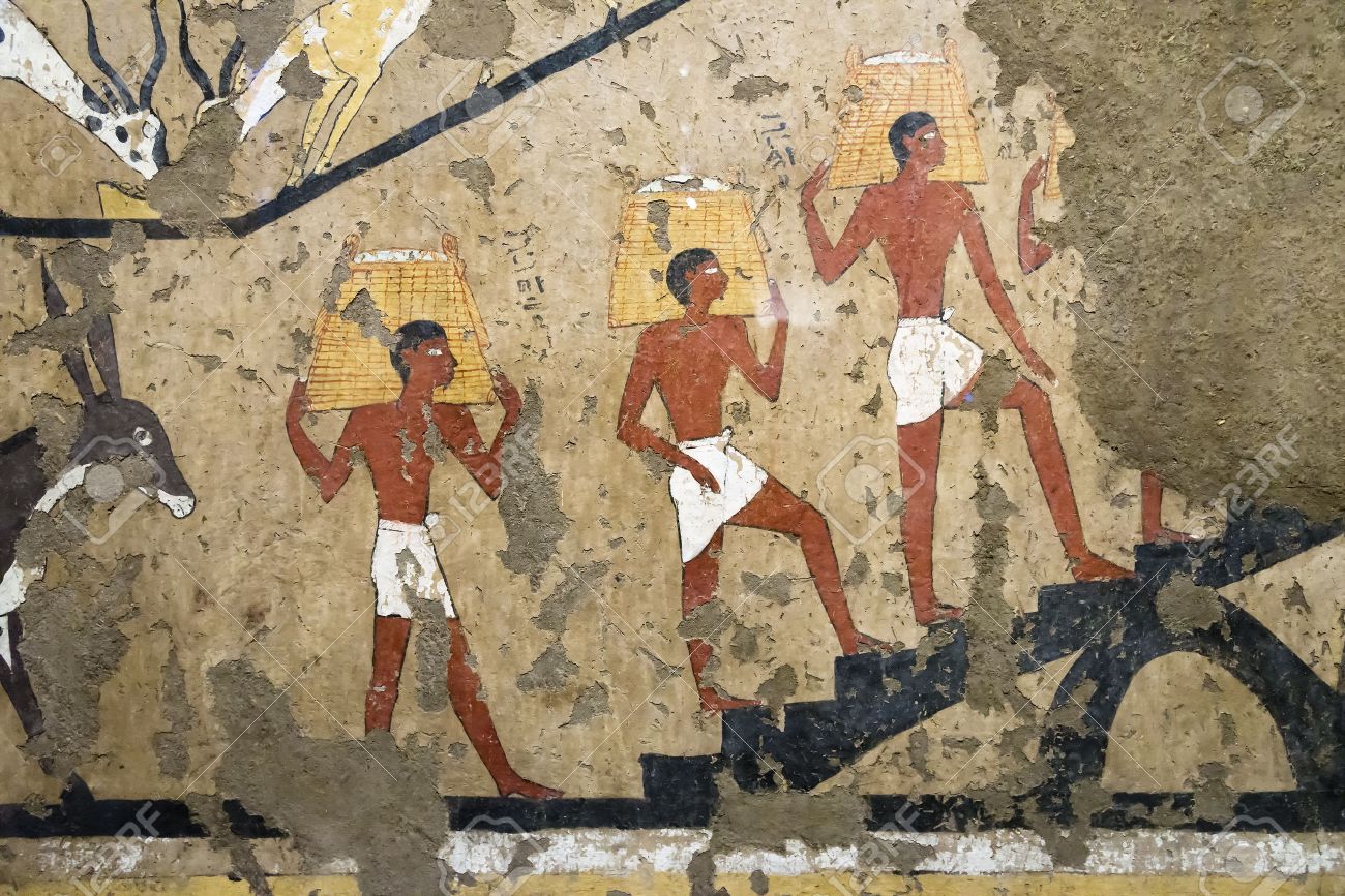 Ancient egyptian mural painting