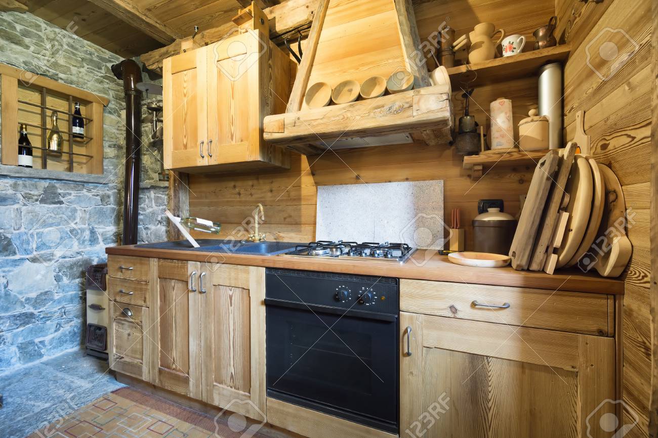 Wooden Kitchen In Rustic Style Stock Photo Picture And Royalty Free Image Image 68348056