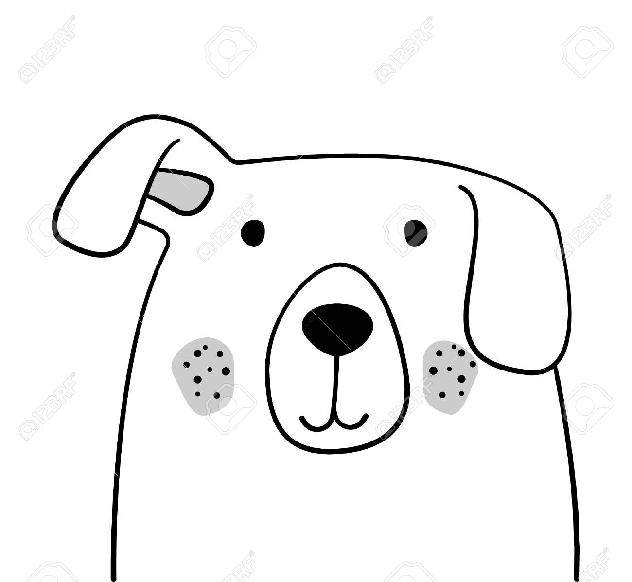 Doodle Sketch Dog Illustration Cartoon Dog With Raised Ear