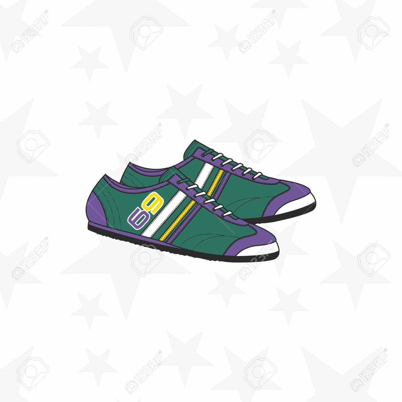 Sneaker for man or woman. Trainer running casual gym shoes. Sports accessory. - Vector - 134130154 Sneaker for man or woman. Trainer running casual gym shoes. Sports accessory. - Vector - 134130154
