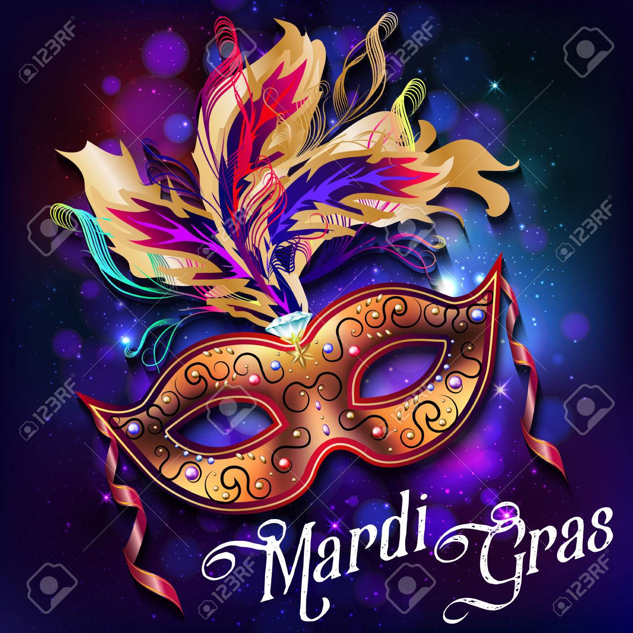 mardi gras mask colorful poster template flyer vector
