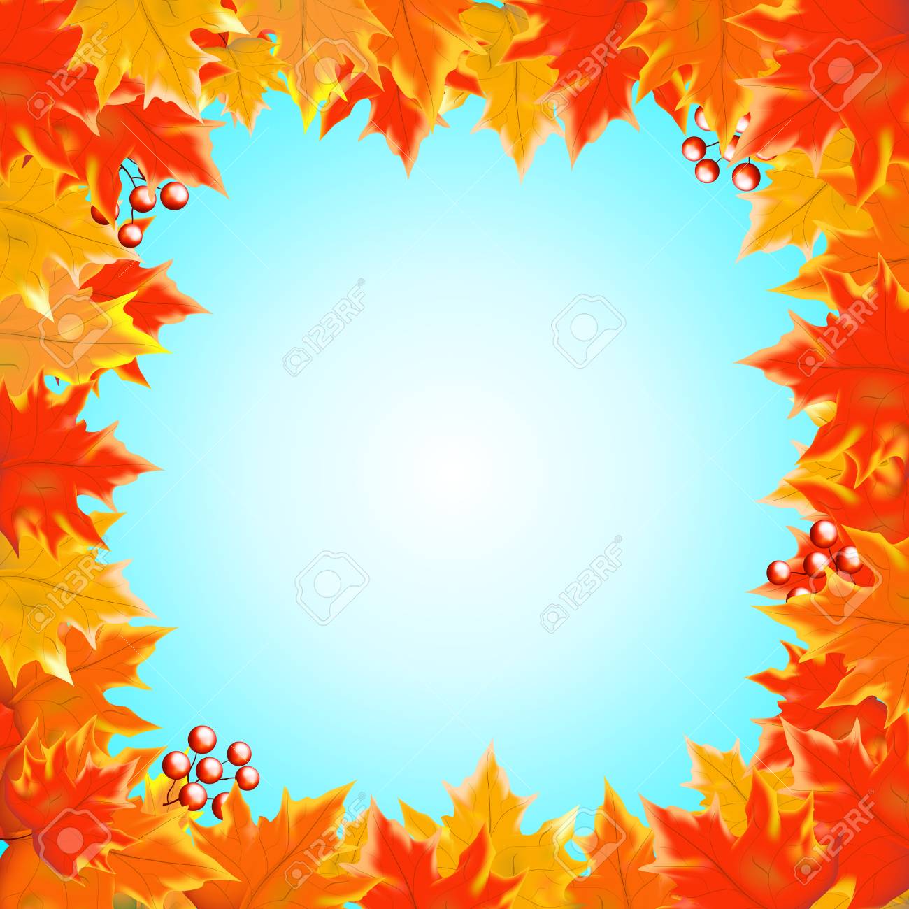 autumn background with empty blank space for text and boarder