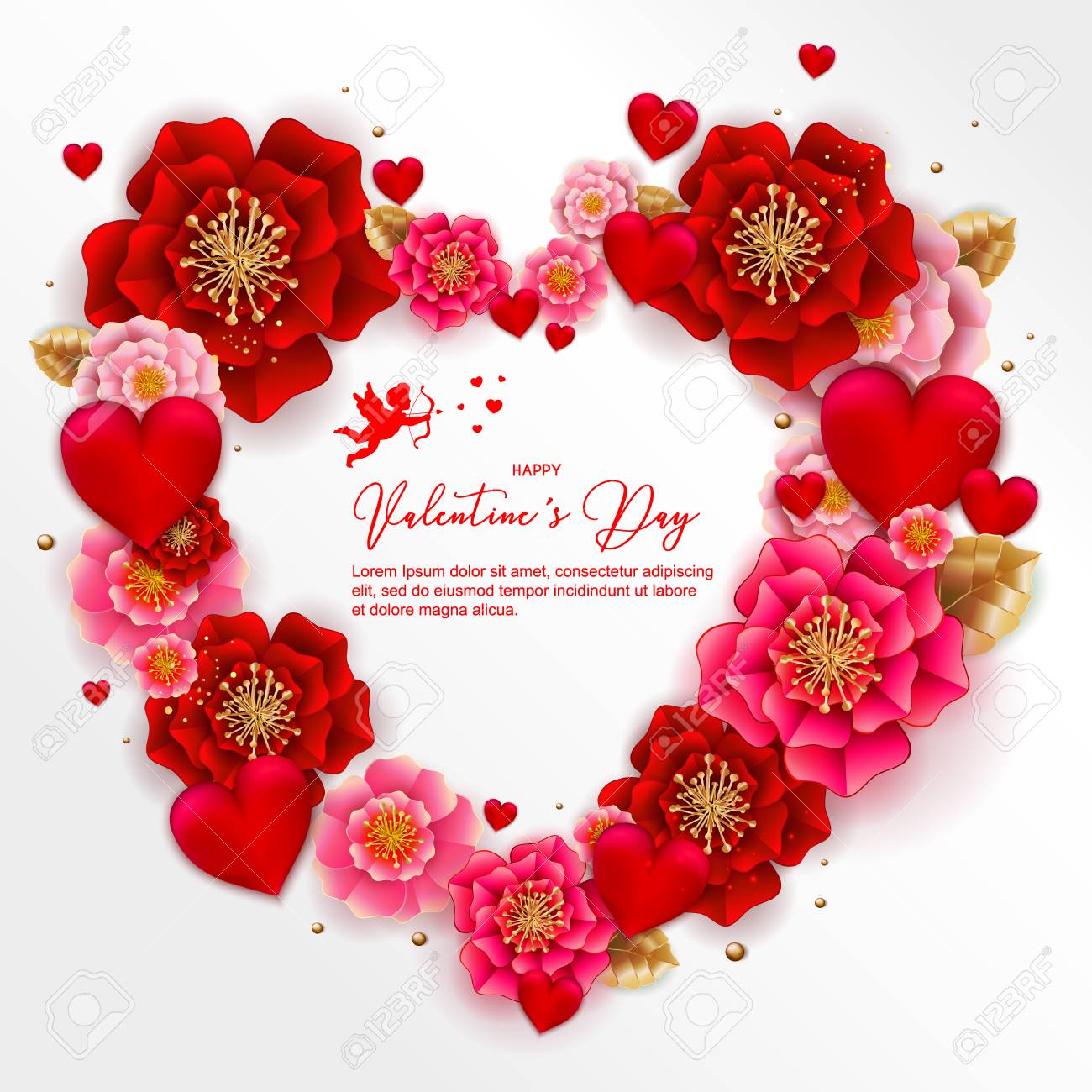 Beautiful Happy Valentines Day Images Happy Valentine's Day Banner With Beautiful Colorful Flowers And Hearts.  Can Be Used For Template, Banners, Wallpaper, Flyers, Invitation, Posters,  Brochure, Voucher Discount. Vector Illustration Royalty Free Svg, Cliparts,  Vectors, And Stock
