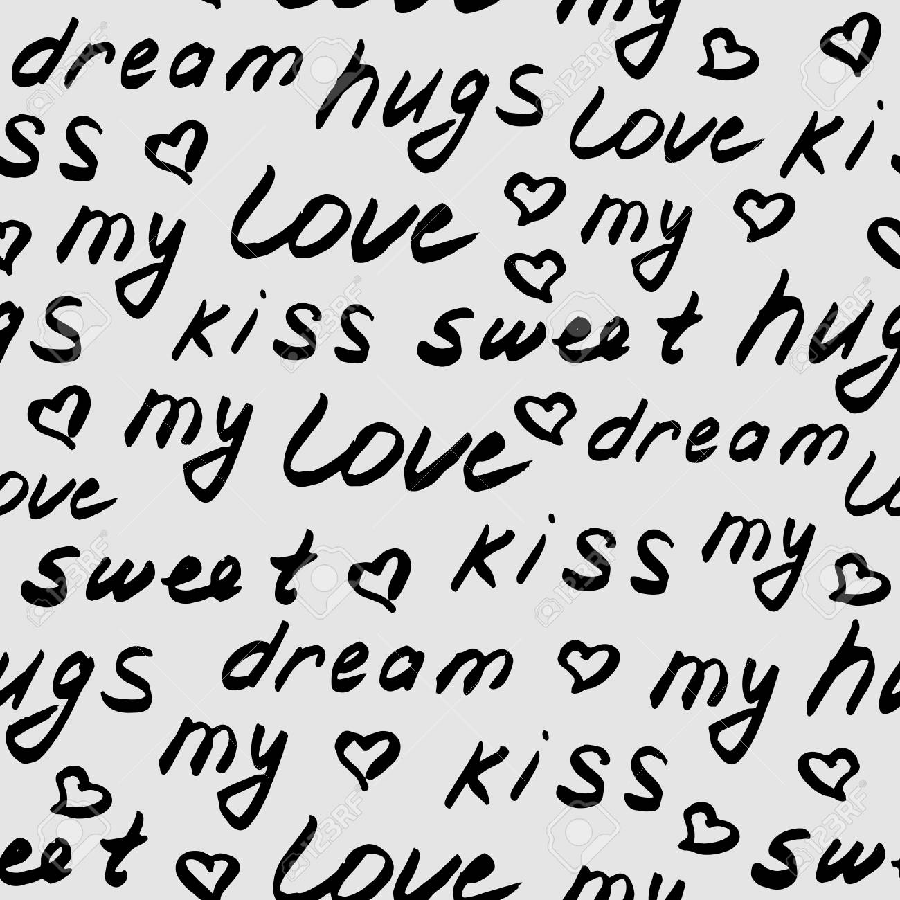 シームレスなパターンをレタリングが大好き 手の描かれた書道の壁紙 ベクトルの背景 のイラスト素材 ベクタ Image