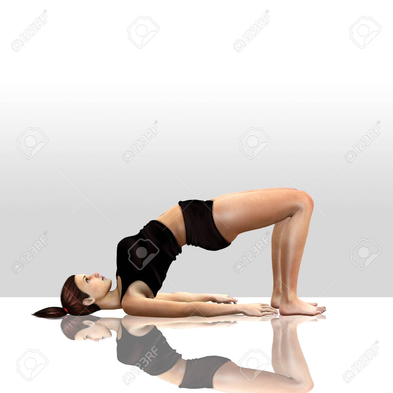 ヨガをしている女性の 3 D レンダリング の写真素材 画像素材 Image