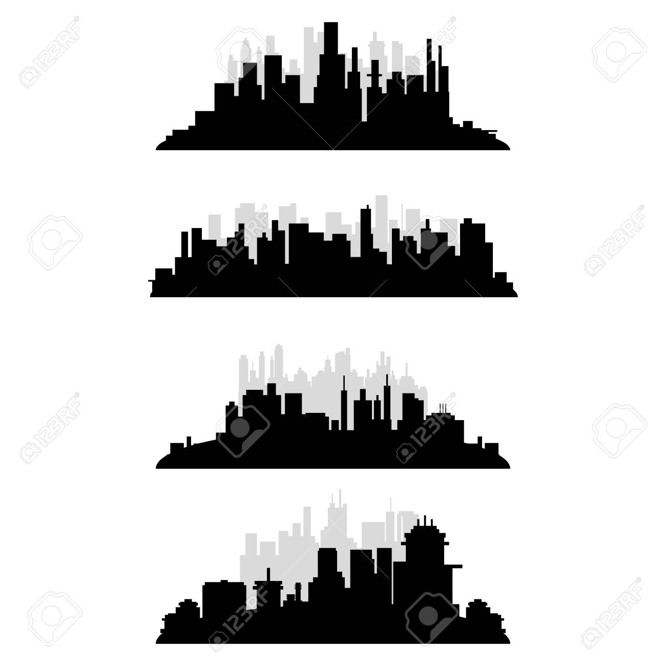 白の背景に黒の町並みのセットのイラスト素材 ベクタ Image 白の背景に黒の町並みのセットのイラスト素材 ベクタ Image