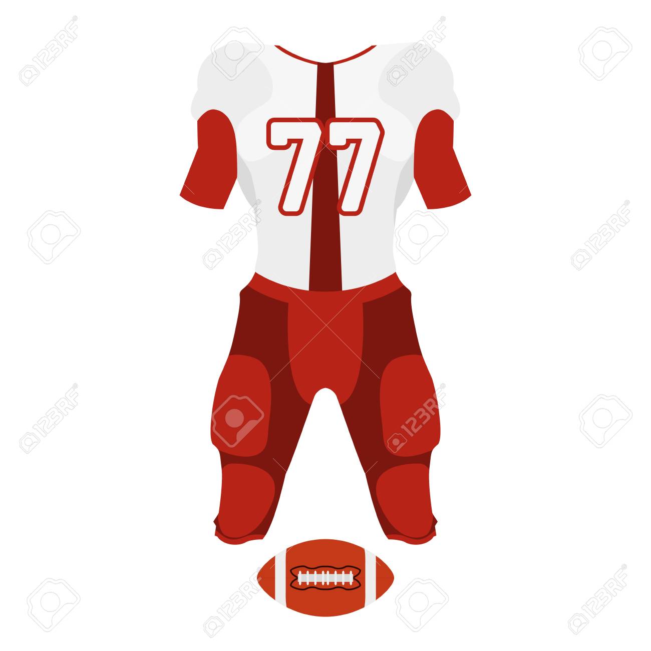 A Red And White Football Uniform On A White Background Royalty