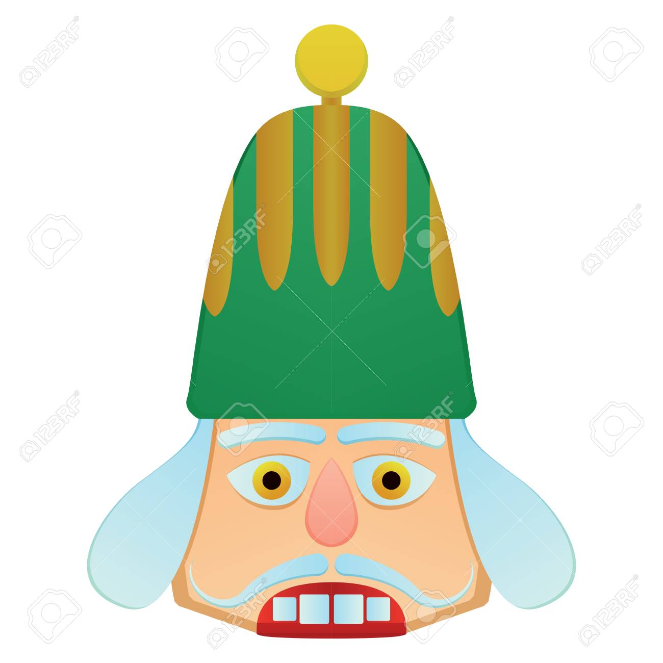 白い背景のベクトルのベクトル図の隔離されたくるみ割り人形兵士顔のイラスト素材 ベクタ Image