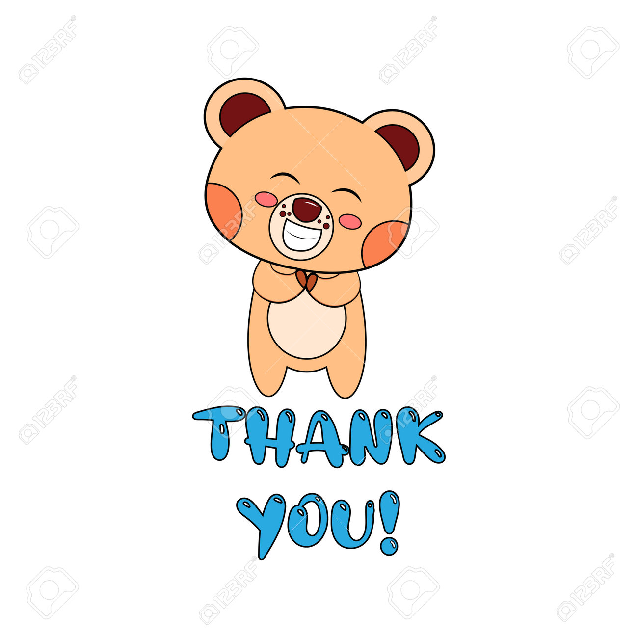벡터 일러스트 레이 션 감사합니다 말하는 고립 된 행복 곰 만화 로열티 무료 사진, 그림, 이미지 그리고 스톡포토그래피. Image  161039651