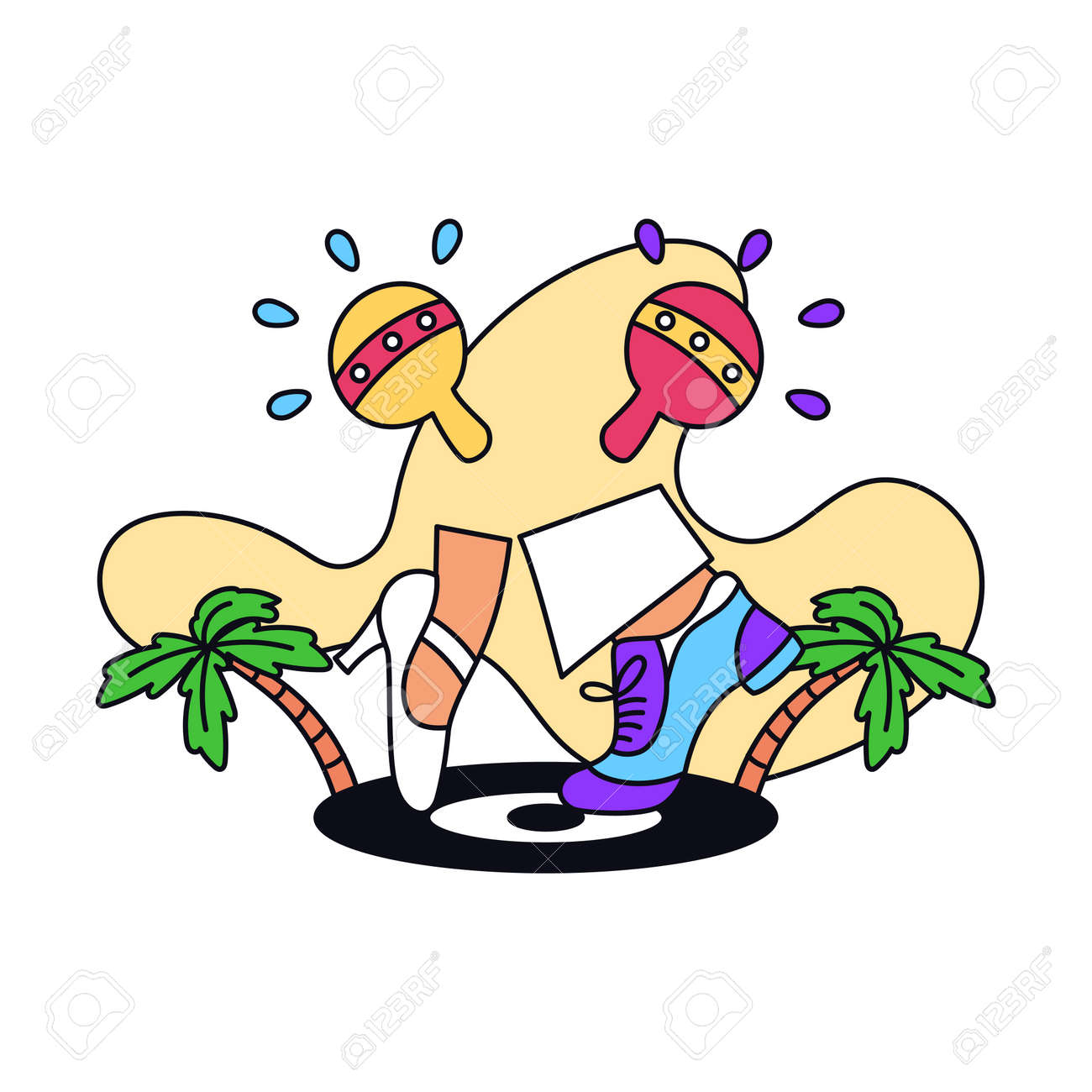 춤추는 발과 마라카스 춤과 음악 개념 벡터 로열티 무료 사진, 그림, 이미지 그리고 스톡포토그래피. Image 166470019