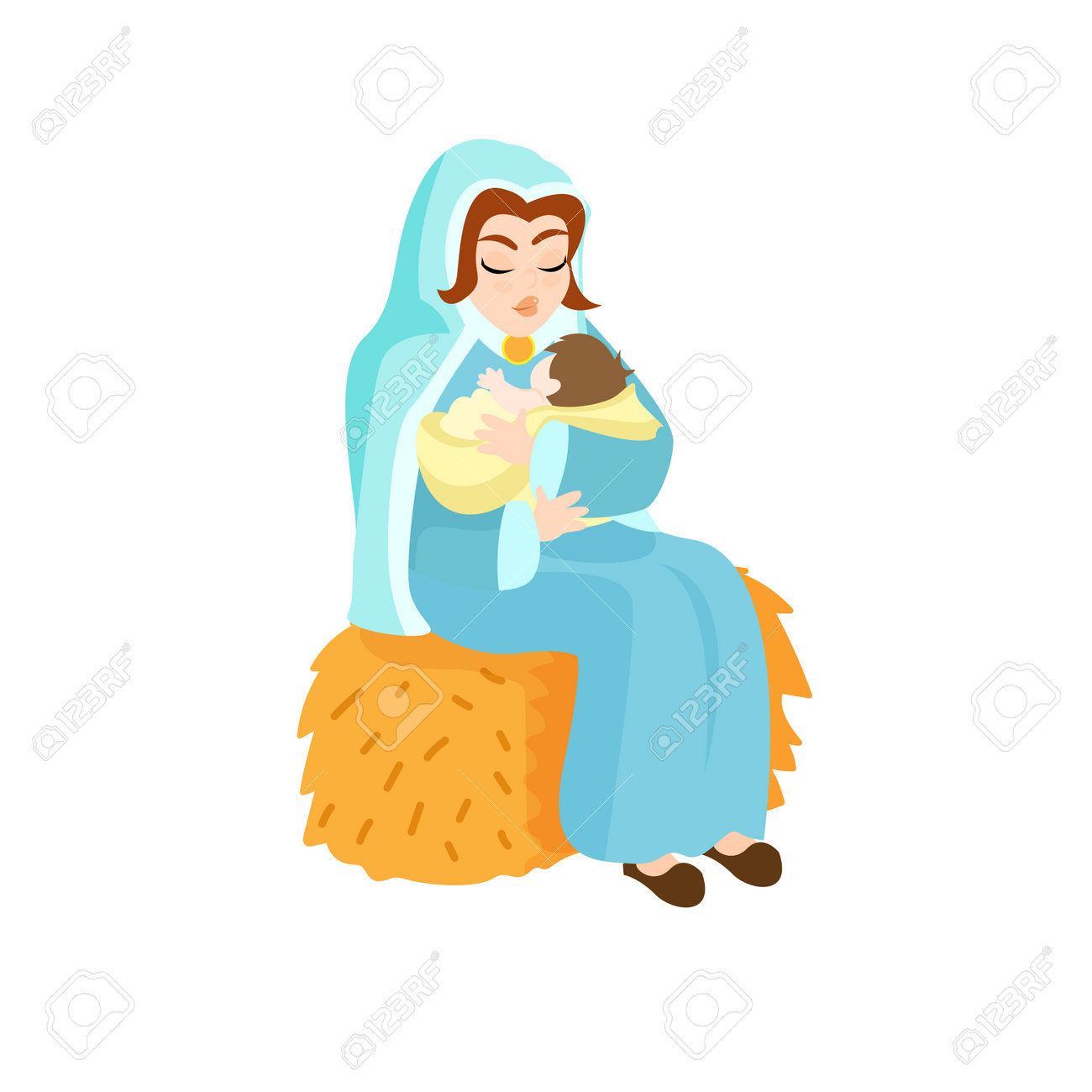 Virgin Mary With Baby Jesus Christmas Character Vector Illustration Royalty  Free SVG, Cliparts, Vectors, and Stock Illustration. Image 179840464., image size:1300x1300
