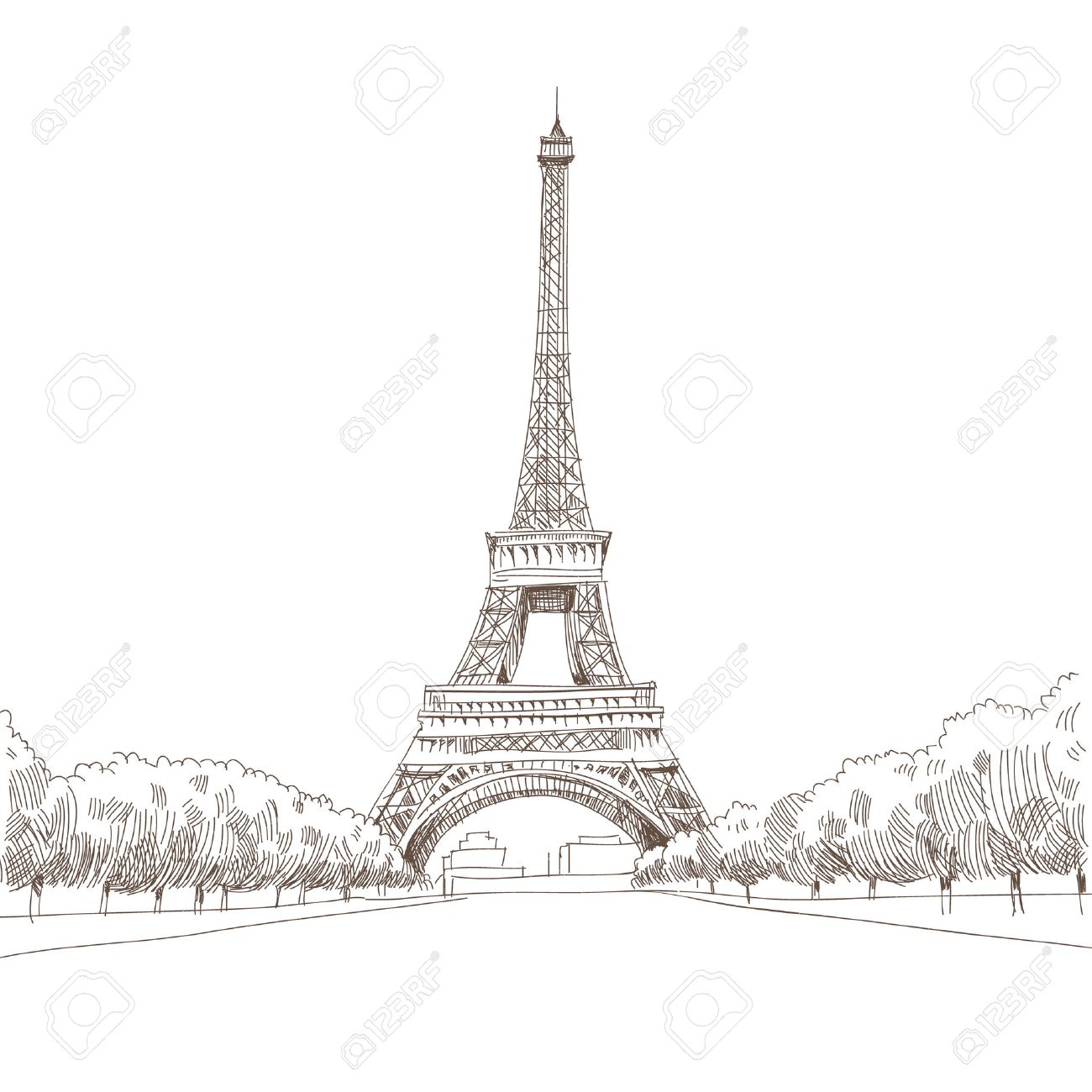 hand drawn eiffel tower