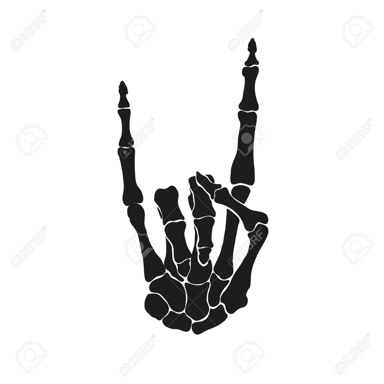 skeleton hand heavy metal vector illustration royalty free cliparts